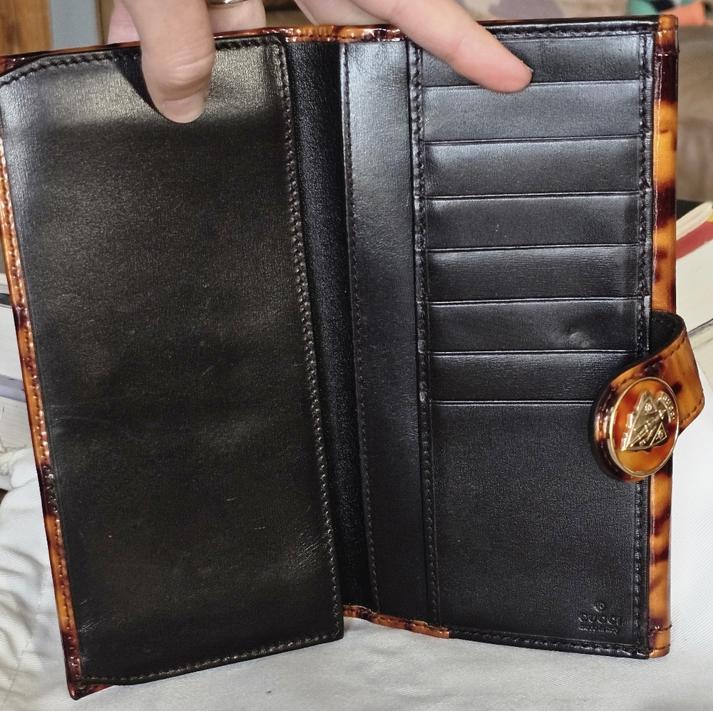 RARE Gucci Hysteria Tortoiseshell Patent Leather Bifold Wallet - Picture 8 of 14